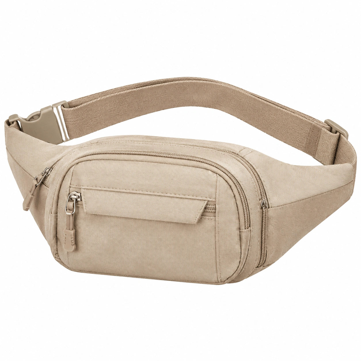 Bauchtasche 31 x 8 x 15 cm Textilgewebe Beige mit Reißverschlussfächern für Alltag