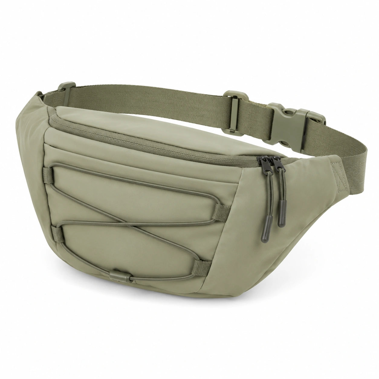 Bauchtasche 30 x 8 x 16 cm aus Synthetik olivgrün mit Reißverschluss und verstellbarem Gurt