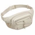 Hüfttasche 35 × 7 × 15 cm aus Polyester Beige mit Reißverschlüssen und verstellbarem Gurt