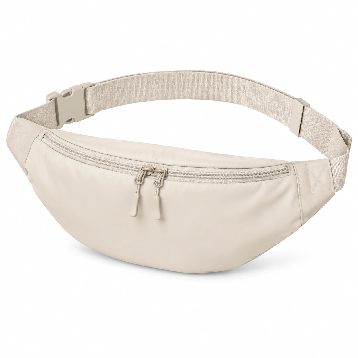 Gürteltasche 32 x 7 x 15 cm aus Textil in Creme - verstellbar mit Doppelreißverschluss
