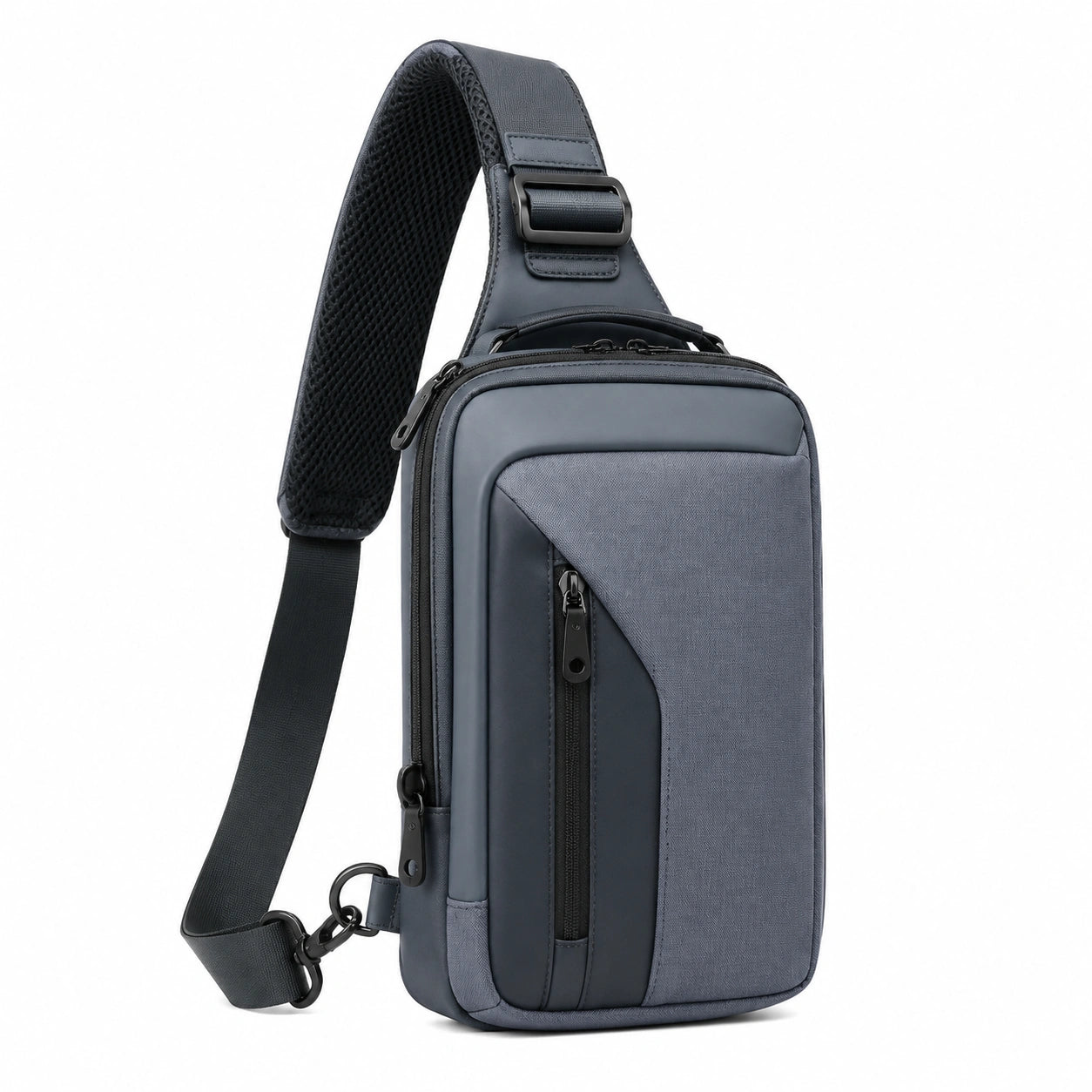 Brusttasche 18 x 8 x 30 cm aus Polyester dunkelgrau mit verstellbarem Schultergurt