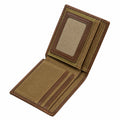 Geldbörse 12 x 9 x 2 cm aus Canvas und Kunstleder Braun Khaki mit Kartenfächern