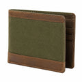 Geldbörse 12 x 9 x 2 cm aus Canvas und Leder in Olivgrün Braun - kompakte Faltgeldbörse mit Kartenfächern