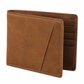 Geldbörse 11.5 x 9.5 cm aus braunem Leder mit Kartenfächern im Bifold Stil