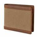 Geldbörse 12 x 9.5 cm aus Leder und Textil Braun Beige im Faltformat