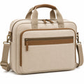 Reisetasche 40 x 15 x 30 cm aus Canvas Beige Braun mit Schultergurt und Reißverschluss