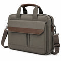 Laptoptasche 40 x 8 x 30 cm aus Textil in Grau Braun mit Schultergurt im Business-Stil