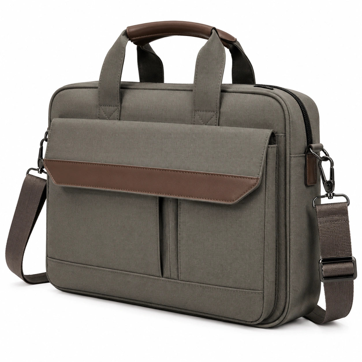 Laptoptasche 40 x 8 x 30 cm aus Textil in Grau Braun mit Schultergurt im Business-Stil