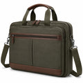 Laptoptasche 40 x 10 x 30 cm Textil Olivgrün Braun für Büro mit Schultergurt