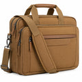 Laptoptasche 42 x 10 x 32 cm aus Gewebe in Braun mit Schultergurt und Mehrfachfächern