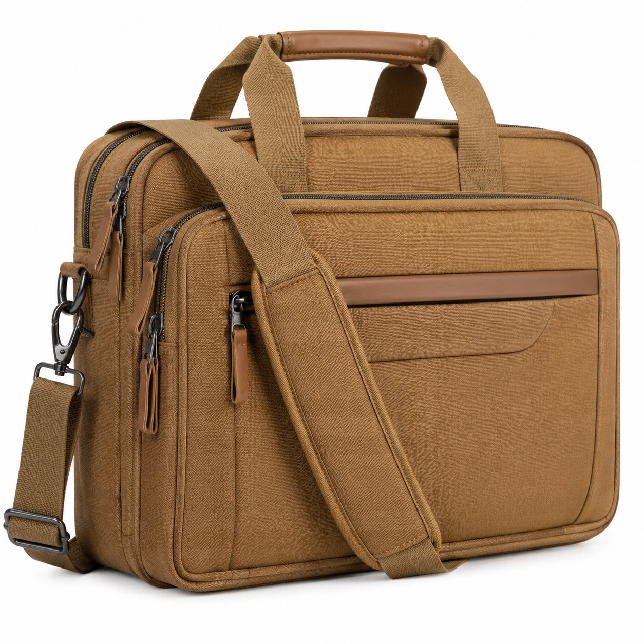 Laptoptasche 42 x 10 x 32 cm aus Gewebe in Braun mit Schultergurt und Mehrfachfächern
