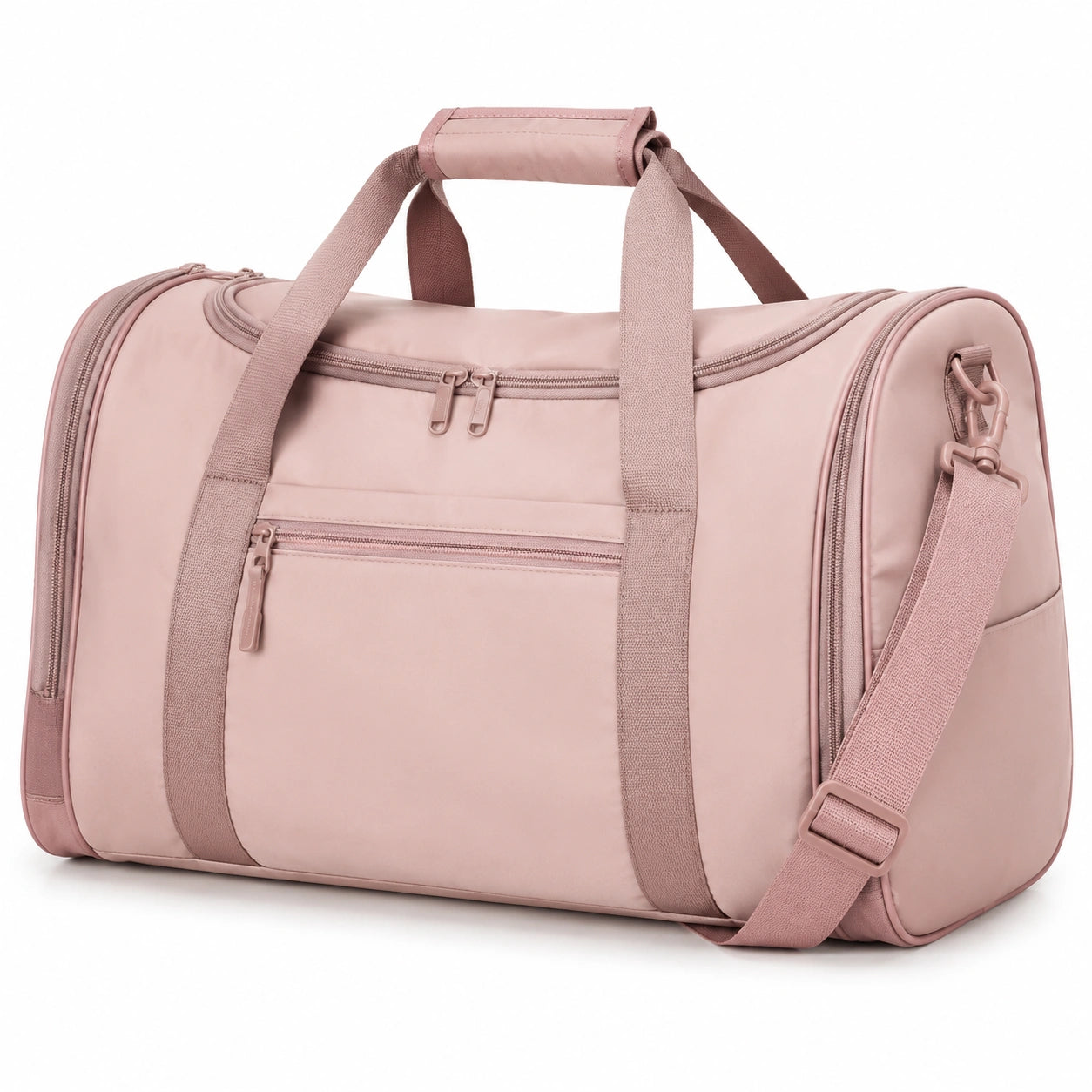 Reisetasche 50 cm Textil Rosa mit Schultergurt und Reißverschluss