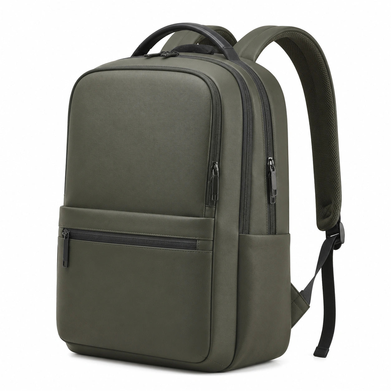 Laptop Rucksack 30 x 15 x 42 cm Kunstleder Olivgrün mit Mehrfachfächern