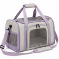 Haustier Transporttasche 45 x 25 x 30 cm aus Textil in Beige Lila mit Netzfenstern