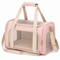 Haustier-Transporttasche 45 x 28 x 30 cm aus Textil in Rosa mit Netzfenstern und Schultergurt