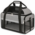 Haustier-Transporttasche 45 x 30 x 30 cm Polyester Grau Schwarz mit Netzfenstern und Reißverschluss