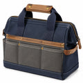 Werkzeugtasche 40 x 20 x 28 cm aus Textil in Navyblau Grau mit Reißverschluss im Vintage-Stil