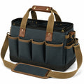 Werkzeugtasche 38 x 18 x 30 cm aus Textilgewebe Blau Braun mit Schultergurt und Außenfächern